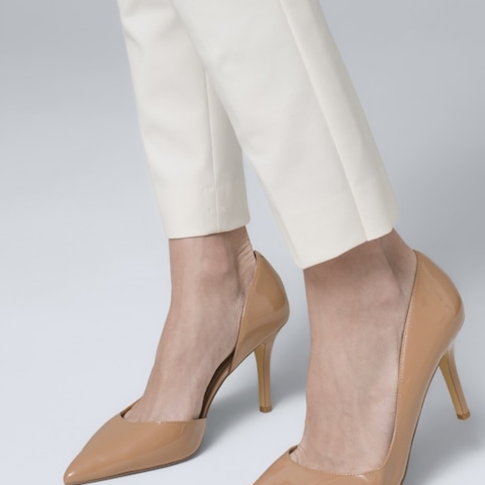 WHBM EUC ELLA PATENT LEATHER MID-HEEL D'ORSAY PUMP